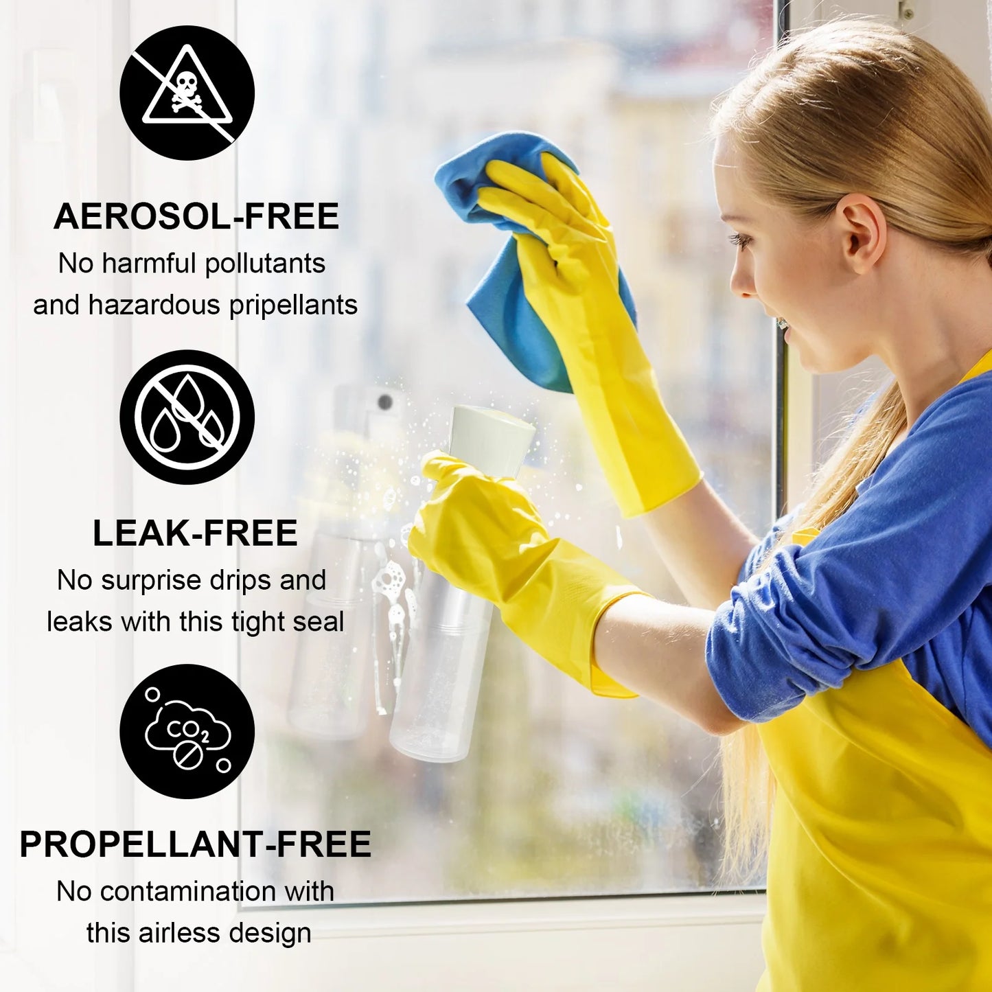Plastic Spray Bottles 2 Pack, Stream Water Bottle for Cleaning Solutions, Plants, Pet, Essential Oils, Hair, Cooking