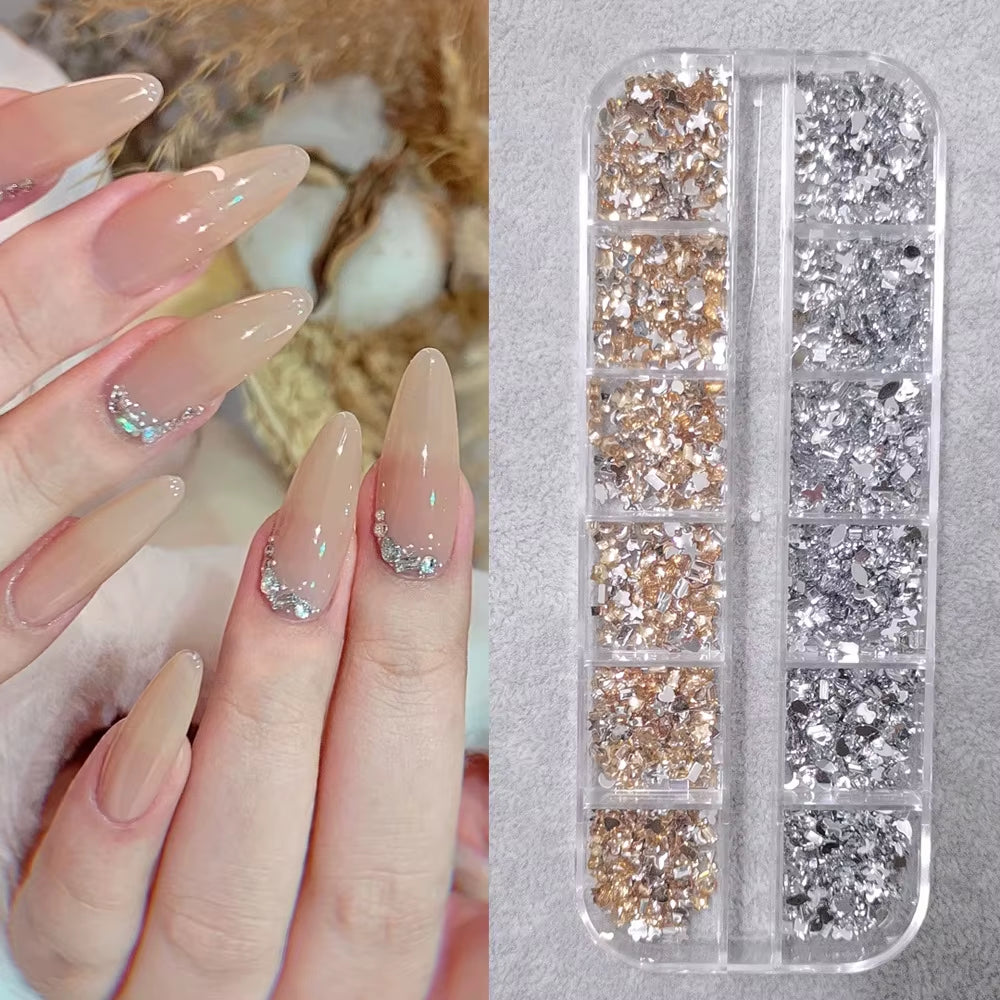 12Grids Red Nail Gems Rhinestones 2/3/4/5Mm Flat-Back Nail Crystal Diamond SS6/10/16/20/30 Mixed Luxury Glass Rhinestones Charms