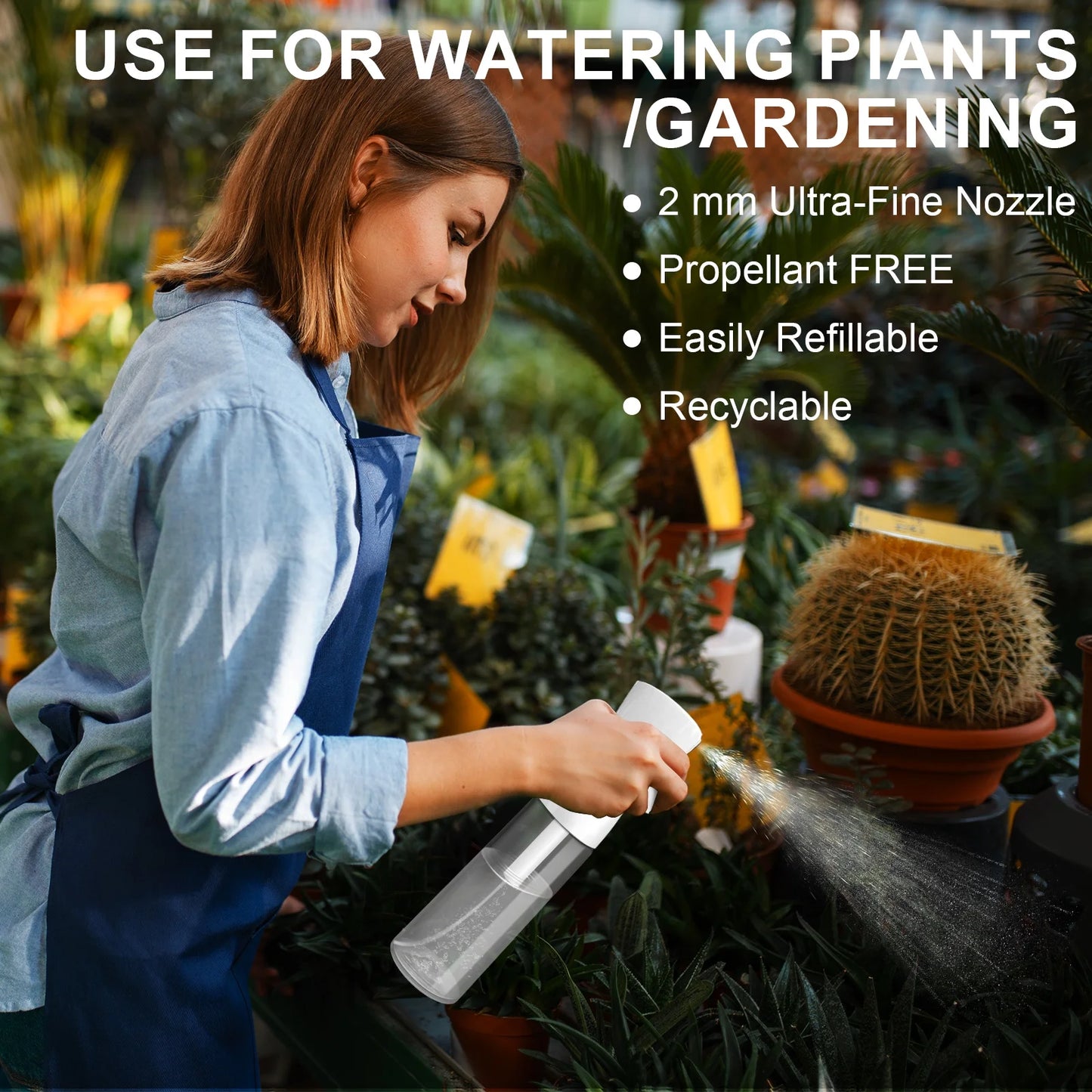 Plastic Spray Bottles 2 Pack, Stream Water Bottle for Cleaning Solutions, Plants, Pet, Essential Oils, Hair, Cooking