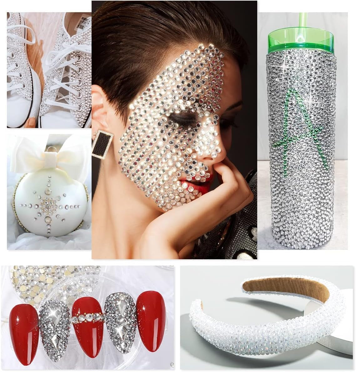 3 Boxes Silver Clear Nail Rhinestones 240 Multi-Shapes Crystal White Big Gems Stones Flatback round Beads Glass Crystals Nail Art Charms for Arylic Nails Face Eyes Makeup Tumblers Bottles Shoes