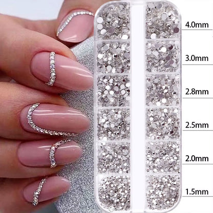 12Grids Red Nail Gems Rhinestones 2/3/4/5Mm Flat-Back Nail Crystal Diamond SS6/10/16/20/30 Mixed Luxury Glass Rhinestones Charms