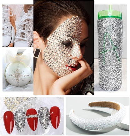 3 Boxes Silver Clear Nail Rhinestones 240 Multi-Shapes Crystal White Big Gems Stones Flatback round Beads Glass Crystals Nail Art Charms for Arylic Nails Face Eyes Makeup Tumblers Bottles Shoes