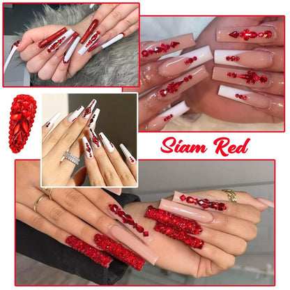 4080Pcs Red Nail Rhinestones Multi Shapes Ruby Rhinestones for Nails 1.5-4Mm Crystal Gems Siam Red round Flatback Beads Glass Stones Diamonds Jewels Charms for Nails Face Eyes Makeup DIY Crafts