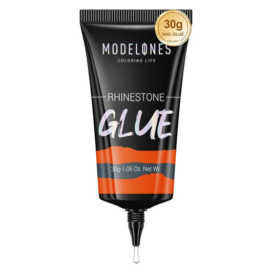 4-In-1 Rhinestone Glue - Super Strong for Press on Nails, Gems, Charms & Rhinestones, No Wipe Nail Art Glue, 30G Cured Needed